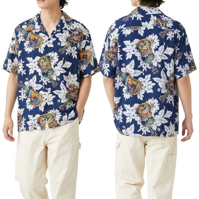 SUN SURF Aloha Shirt Short Sleeve UKULELE MELODY Hawaiian Shirt Made in Japan SS39613