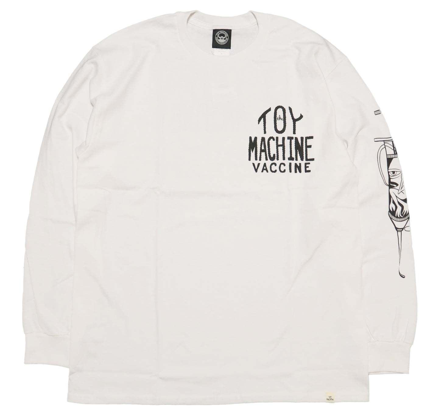 TOY MACHINE Toy Machine Long Sleeve T-shirt VACCINE GET INJECTED Embroidery Print TMPELT5 White