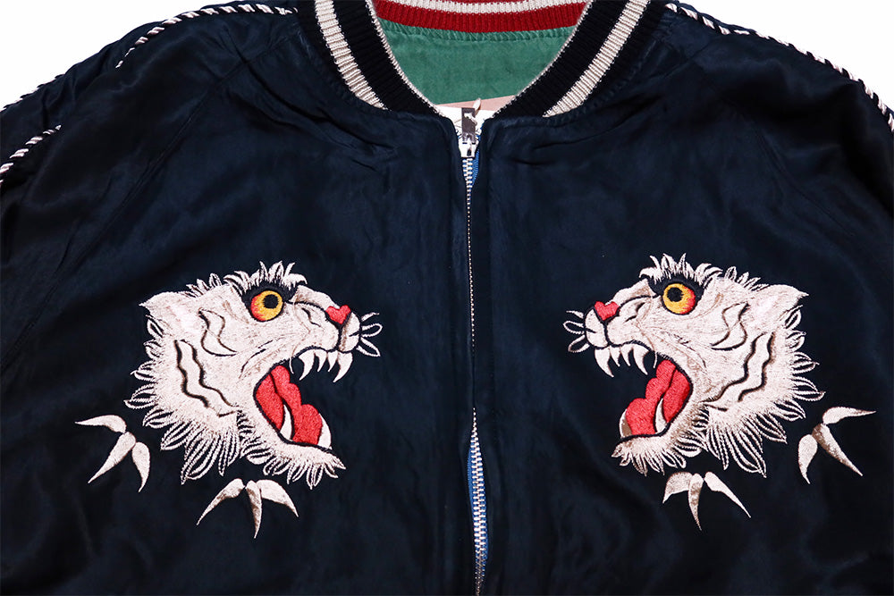 TAILOR TOYO Sukajan TIGER HEAD×CHEVY LOVER Aging Model Souvenir Jacket Black TT15878-119